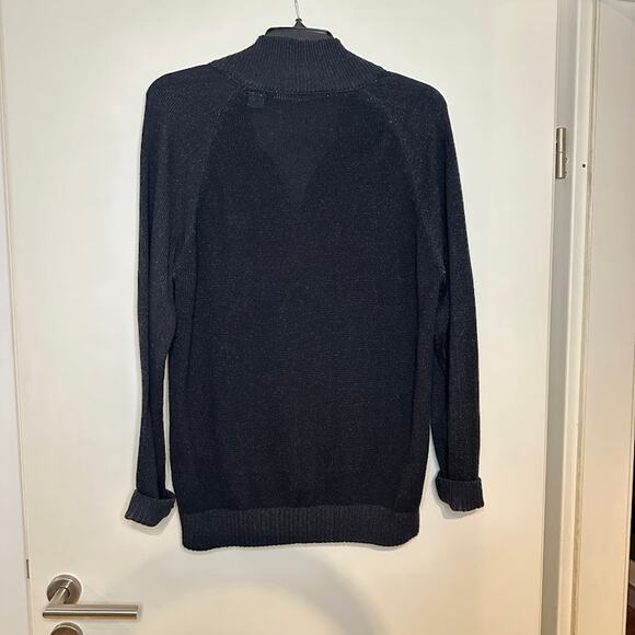 Old Navy Men's Black Cotton Knit Mock Neck Full Zip Sweater Jacket Medium - Picture 2 of 8